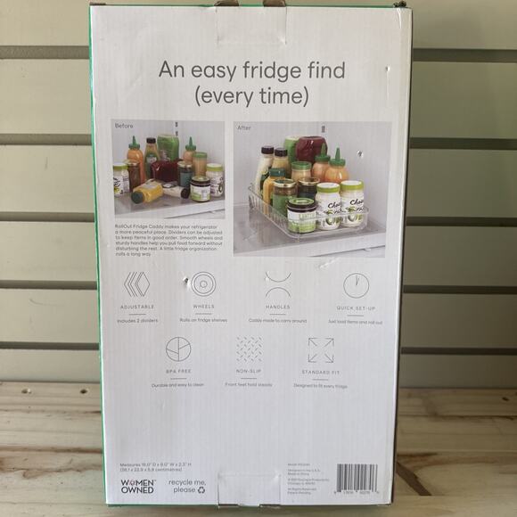 YouCopia RollOut Fridge Caddy BPA-Free Clear Rolling 9" Wide, - Picture 5 of 12